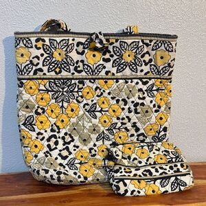 Vera Bradley Go Wild Retired Quilted Floral Leopard Tote Bag Purse Set Y2K